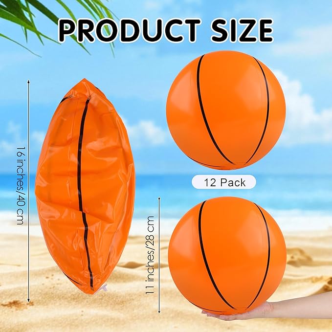 Fovths 12 Pieces Inflatable Beach Balls 11 Inch Blow Up Party Supplies Swimming Pool Toys for Summer Water Games Birthday Sports Theme Party Favors
