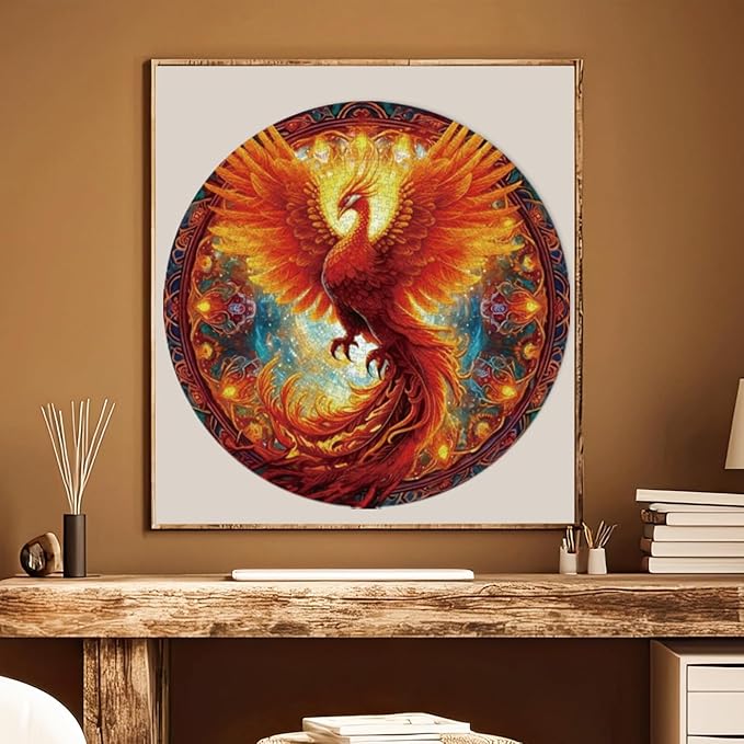 1000 Piece Puzzle for Adult, Phoenix Jigsaw Puzzle 1000 Pieces, Impossible Challenging Fun Puzzle for Adult, Round 26.6 x 26.6 Inch Unique Difficulty Puzzle for Birthday Gift