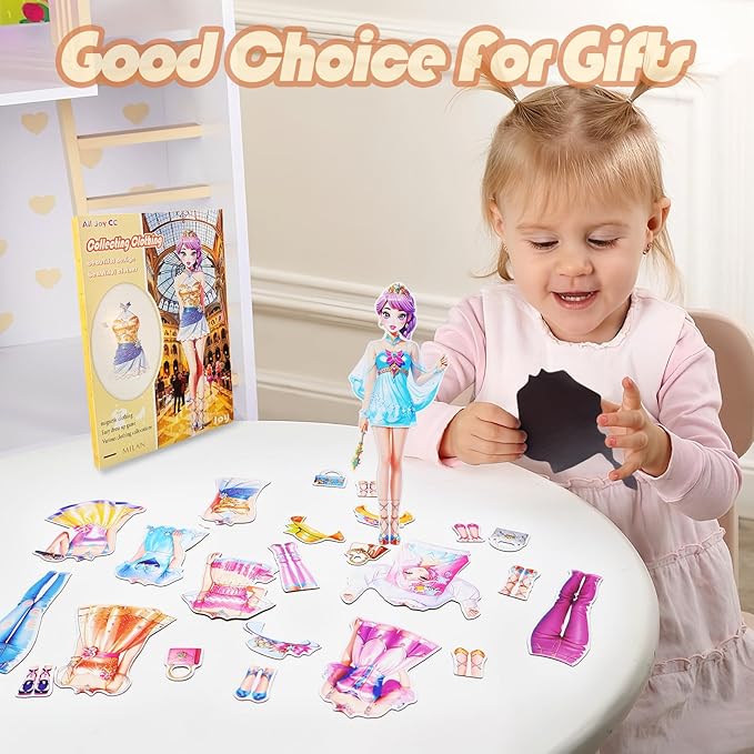 PainZieteg Magnetic Dress Up Dolls, Magnetic Princess Dress Up Paper Dolls, Magnetic Dress Up Dolls for Girls Ages 4-10 Learning Created Imagine Set Birthday Gift (Joy)