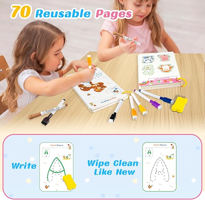 Fabeto Preschool Learning Activities, Letter Tracing Books for Kids Ages 3-5, Writing Practice for Toddler Busy Book, Montessori Educational Workbook for Kindergarten, Autism ABC Learn to Write Toy