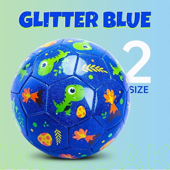 INPODAK Soccer Ball for Toddler Kids 1-3 2-8, Size 2 Size 3 Soccer Ball, Cartoon Dinosaur Unicorn Balls with Pump, Mesh Bag and Gift Box Great Gift for Birthdays