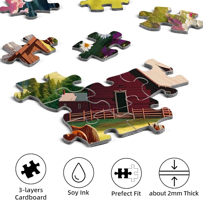 Sutinban 1000 Piece Puzzle for Adults,Snow Mountain Pastoral Jigsaw Puzzle 1000 Pieces,Serene and Simple Lifestyle Jigsaw Puzzles,Great Gift for Puzzle Lovers 27.5''X19.7''
