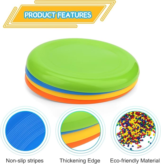 8" Flying Disc Sport Trainning Disc Toy, Beach Toy Outdoor Accessories for Backyard Lawn Park, Birthday Gift Set for Kids Boys Girls, Throwing and Catching Activities (8 Pack)