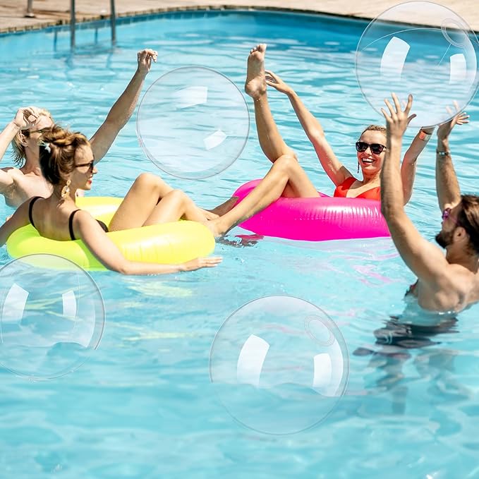 Hungdao 50 Pieces Inflatable Clear Beach Ball Bulk 16 Inch Transparent Swimming Pool Bubble Ball for Ocean Under The Sea Hawaii Summer Luau Party DIY Favors