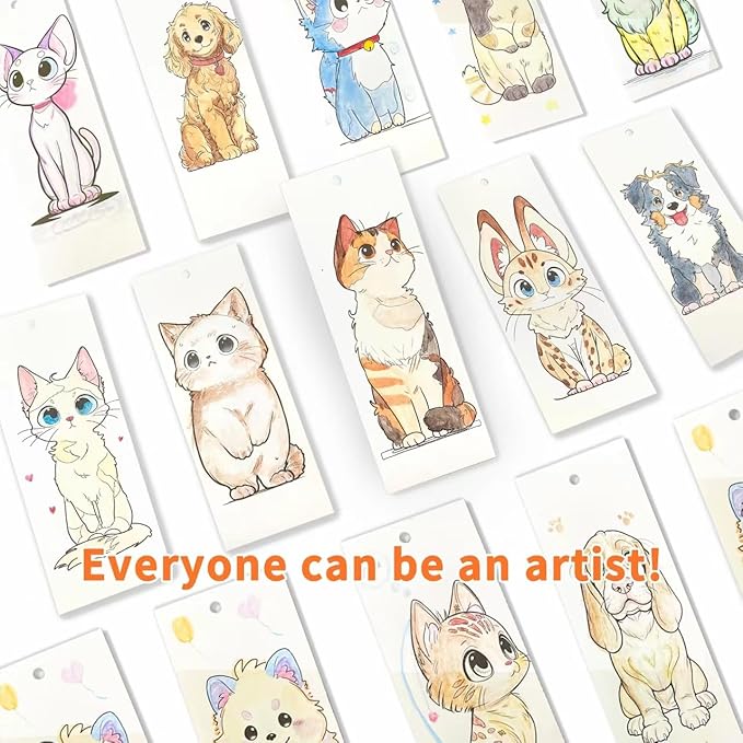 COIPLAY 648 Color Blocks Watercolor Paint Set, 52-Bookmarks, 3 Brushes, Silicone Cup, Meow/Bark Coloring Books, for All Ages, All in One Art Supplies, Birthday Gift, Christmas Gift, Gift for Adults Craft kit