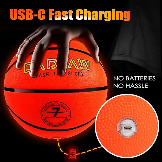 Glow in The Dark Soccer Ball, Rechargeable Light up Soccer Toys, Birthday Gift for Boys and Girls 8-12, Cool Toys for Kids Outdoor Night Activity - Size 5