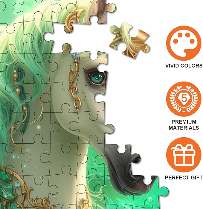 Emerald Winged Unicorn Jigsaw Puzzle for Adults 1000 Pieces - Fantasy Art with Crystals & Gold, 22.8 Inch Square, Lettered Back, Premium Magical Home Decor & Gift