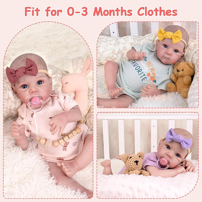 Aori Lifelike Reborn Baby Dolls Girl 20 inches - Realistic Newborn Doll with Soft Cloth Body and Feeding Toy Set, Gift for Seniors, Collectors and Kids 3+