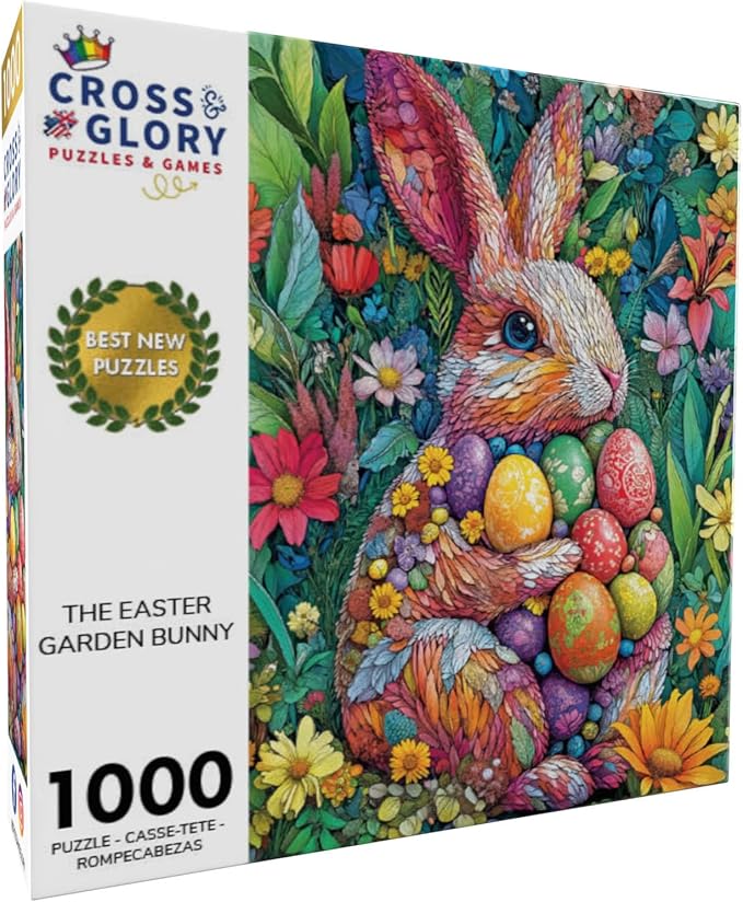 Cross & Glory – The Easter Garden Bunny – 1000 Piece Jigsaw Puzzle for Adults | Easter Egg Rabbit & Botanical Spring Artwork | Festive Seasonal Puzzle