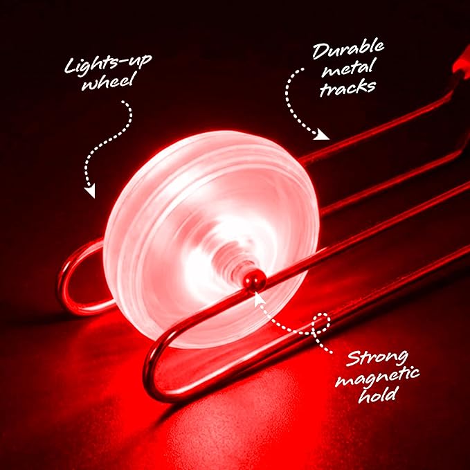 ArtCreativity Retro Light Up Gyro Wheels Set for Kids- 3, 8.5 Inch Gyroscope Rail Twisters Mesmerizing Spinning Lighting Effects, Spinning Top autism toys, sensory toys for kids, Gift for boys & Girls