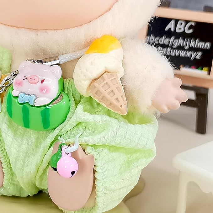 Doll Clothes for 17cm Dolls, Soft Knit Hat, Cozy Overalls, Camera, Bottle & Cute Accessories (No Doll) (Green)