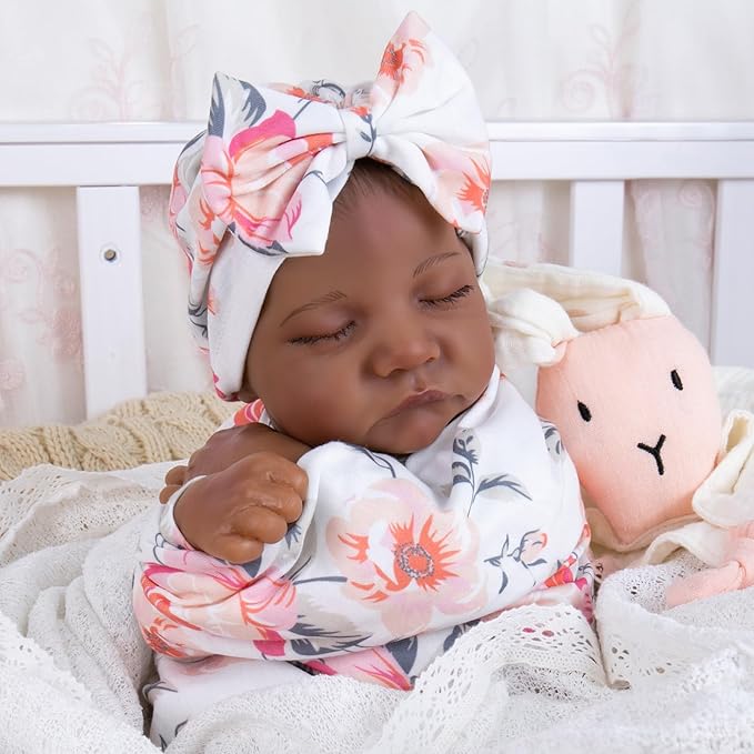 Aori Reborn Doll Clothes Accessories Newborn Receiving Blanket for Newborn Girl Doll with Matching Bow Hat and Bow Headband Swaddle Set for 17-20" Reborn Dolls