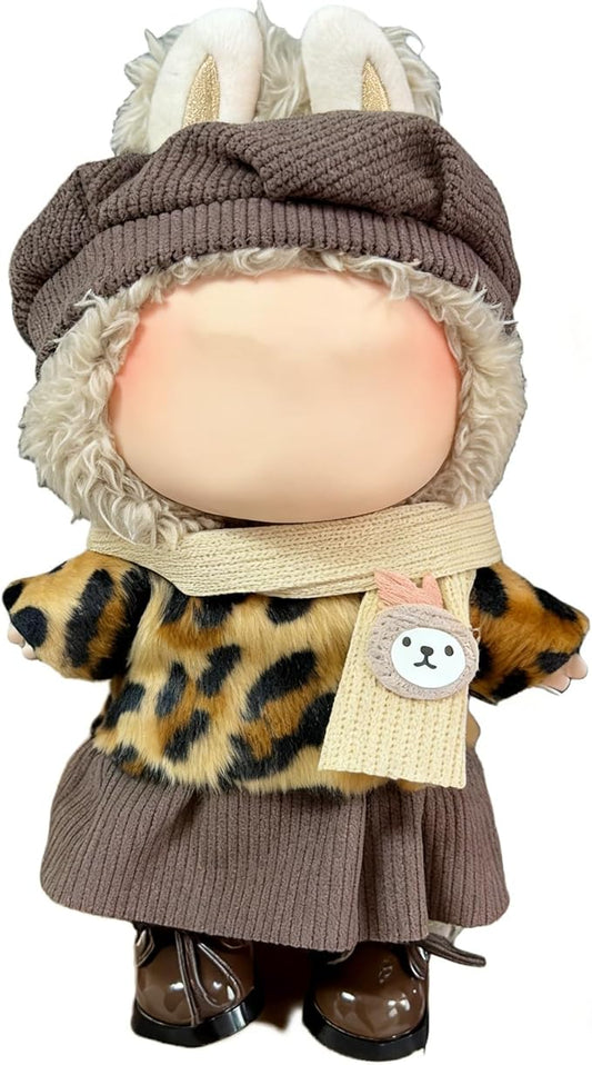 17cm Doll Clothes (NO Doll), Cute and Premium Dolls Outfit with Accessories Suit Cute Stylish Dress Up Set Patterned Skirt (Brown Kawaii)