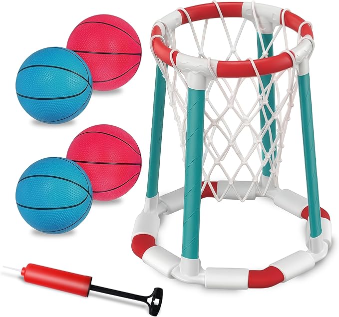 Pool Basketball Hoop Floating Set, Pool Toys and Pool Games for Kids and Adults, Durable Basketball Hoop with Balls Pump for Pool, Outdoor Swimming Water Play Family Party for Summer