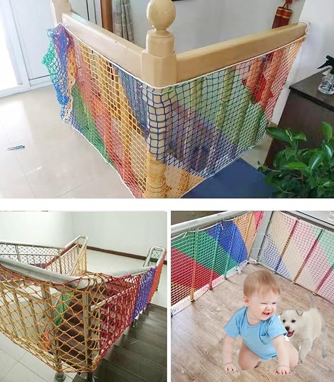 Climbing Net Balcony Netting for Pets, Stairway for Balcony,Baseball Softball Net Sports Netting for Railings,Playground,Kids Safety net Rope,Driveway Nets 3.3X6.6FT