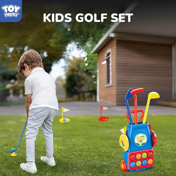 TOY Life Kids Golf Clubs 3-5 Toddler Boys Golf Set Baby & Toddler Plastic Golf Clubs 3-5 Mini Golf Set for Kids Golf Cart Toys Sport Golf Game for Boys Girls for 3 4 5 6 7 8 Years Old