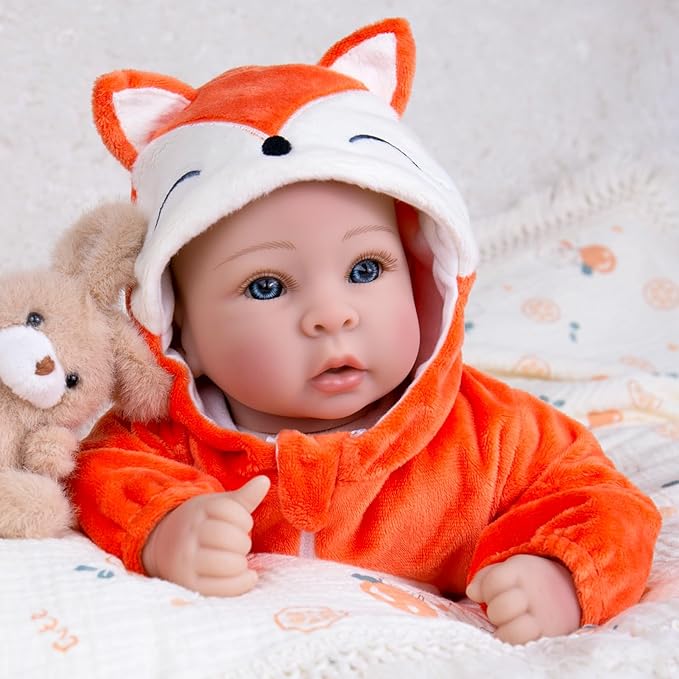 Aori Baby Dolls Lifelike 17 Inches - Realistic Baby Girl Doll Set with Feeding Toy Kit That Look Real, Nice Companion Gift Set for Kids, Grand-Parents, Collection