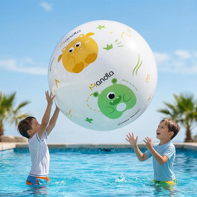 Funscape Kids 31" Giant Beach Ball Toy, Large Inflatable Water Pool Game, Toddler Outdoor Fun Sports Playground Ball, Boys Blow up Backyard Kickball, Outside Summer Party Favor for 3 4 5 6 7 8 Yr Girl