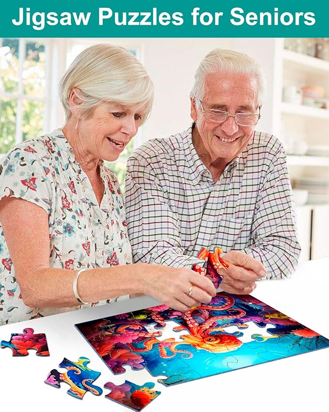 Yigney 6 Pack 24 Large Piece Jigsaw Puzzles for Seniors Alzheimer Product for Elderly Dementia Activities Memory for Patients in Nursing Home with Storage Box