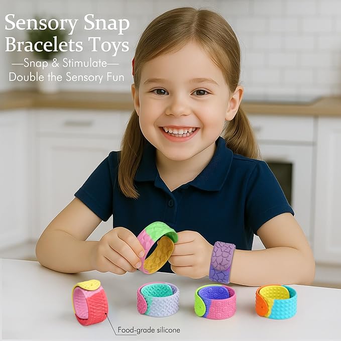 Sensory Slap Bracelets for Kids Teens,12PCS Fidget Toys Snap Bracelets for Stress Anxiety Autistic ADHD,Calm Down Classroom Travel Students Prizes Toys, Stocking Stuffers for Teens Boys Girls