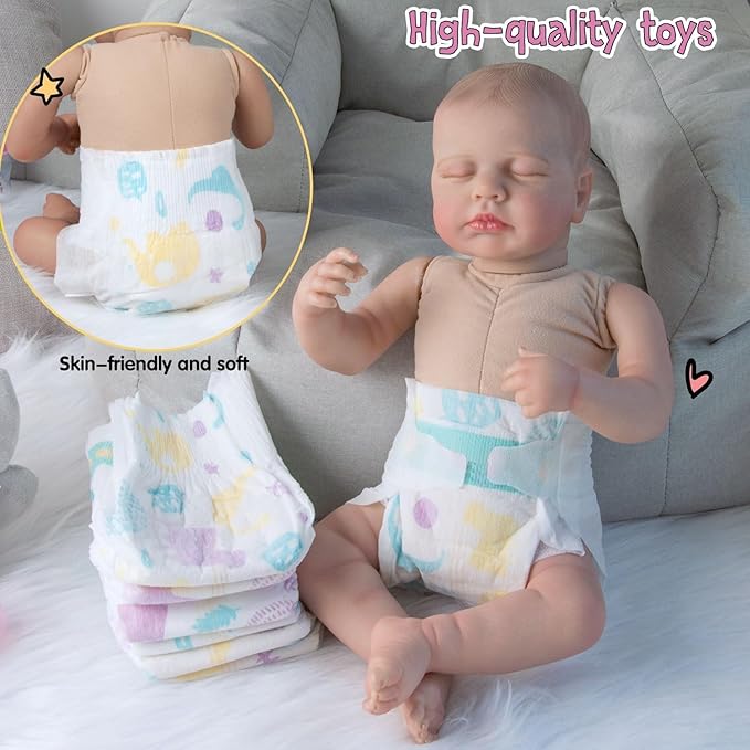 10 Pcs Reborn Baby Doll Diaper Bag Feeding and Caring Set for 17-24 Inch Reborn Dolls Accessories Newborn Baby Gift with Unicorn Backpack Pacifier Bottle Comb