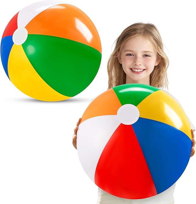 JOYIN 2-Pack 20" Beach Balls - Pool Toys Large Inflatable Beach Ball Swimming Pool Water Games, Classic Rainbow Color Beachball Luau Birthday Decorations Party Supplies Party Favors Gifts