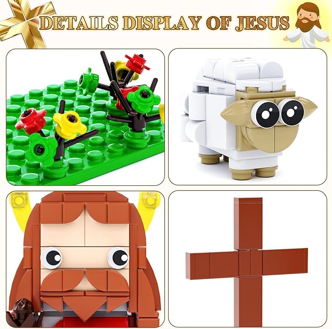 Jesus and Virgin Mary Building Set, Compatible with Lego Jesus Figures, Thanksgiving, Christmas, Easter Gift, Christian Gift for Kids Boys Girls 6+ (503 PCS)