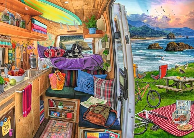 Ravensburger - Rig Views - 500 Piece Large Format Jigsaw Puzzle - Stunning Imagery - Bold Colors & Intricate Details - Adventure in Van Life - Premium Quality - Puzzles for Adults