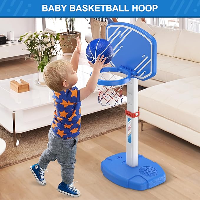 Pool Basketball Hoop, Poolside Basketball Hoop for Swimming Pool, Includes 4 Balls and Pump, Adjustable Height Indoor Outdoor Play, Pool Toys Game for Kids