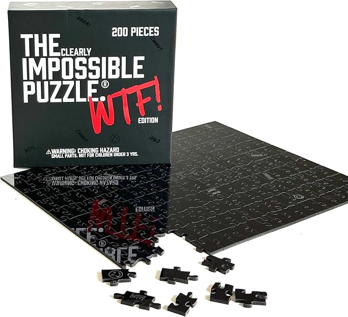 The Clearly Impossible Puzzle 100, 200, 500, 1000 Pieces Hard Puzzle for Adults Cool Difficult Clear Brain Teaser - Difficult Funny for Adults (200 Piece WTF Edition)