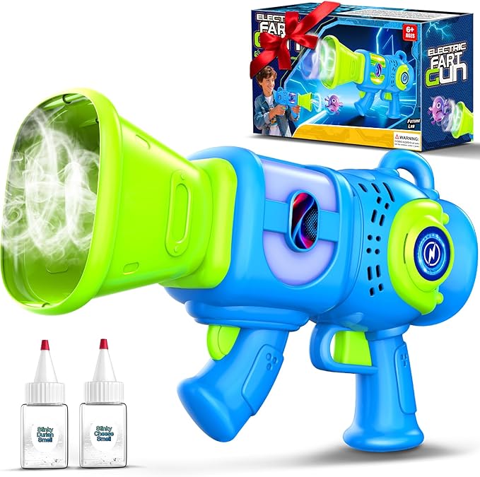 Fart Gun Toy for kids: Fart Blaster with Real Fog Rings, 2 Scents, 2 Sound Effects & Color-Changing Lights, Anti-Backflow Design for Boy, Girl, Funny Prank Gift for Easter Birthday and Party Fun