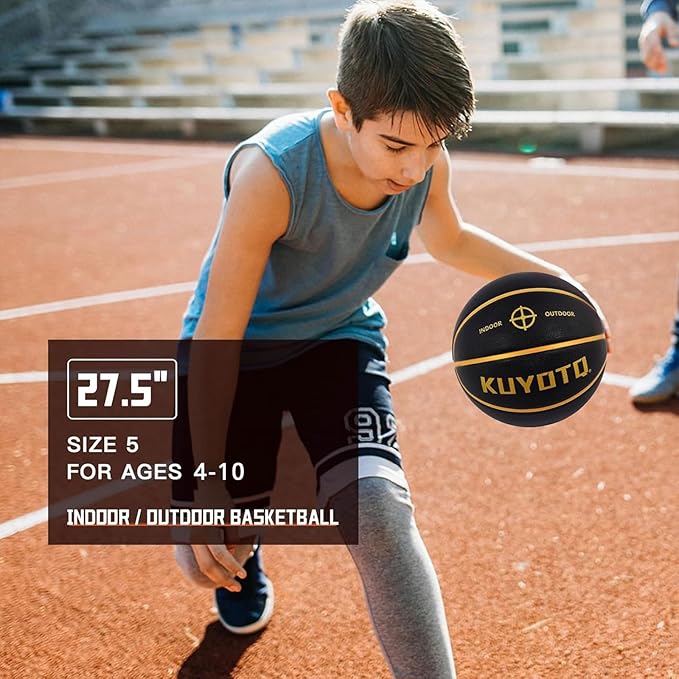 KUYOTQ Kids Youth Adult Size 3/4/5/6/7 (22/25.5/27.5/28.5/29.5") Basketball Premium Rubber or Faux Leather Basketball Indoor Outdoor Basketball for Boys Girls Womens Mens Basketball Gifts (Deflated)