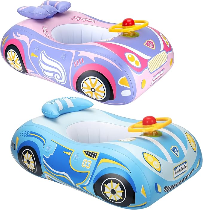 Swimbobo Toddler Pool Float with Seat Boat Inflatable Ride-on Car for Kids Outdoor Toys