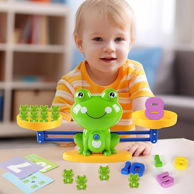Frog Balance Math Toy for Preschool – Cool Counting Manipulatives and STEM Learning Materials for Kids Ages 5-7, Fun Number Match Activity for Pre-K Classroom and Early Education Centers