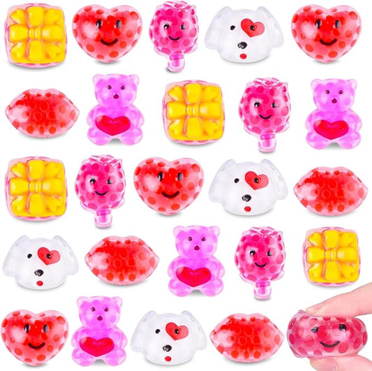 Valentine Day Mochi Squishy Toys for Kids Valentine Party Favors Goodie Bags Fillers Stuffers Squishies Valentine Treats Bags Gifts Squishy Fidget Toys Stress Relief Squeeze Toys Prizes for Kids
