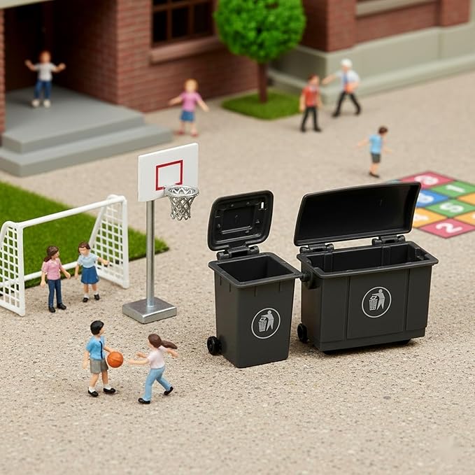 LOGOFUN 2pcs Doll House Miniature Trash Can Mini Garbage Can Model Tiny Trash Bin Scene Prop for Dollhouse Furniture Accessories - Black 5.60x4.10x3.00cm/2.20x1.6x1.1in 2.80x4.10x3.00cm/1.1x1.1x1.6in