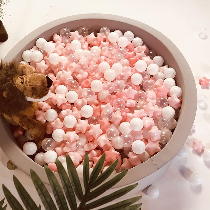 Realhaha Ball Pit Balls 50 100 200 500, Star Shapes for Babies Kids Playpen Plastic Balls for Babies Ball Pool Puppy Playballs