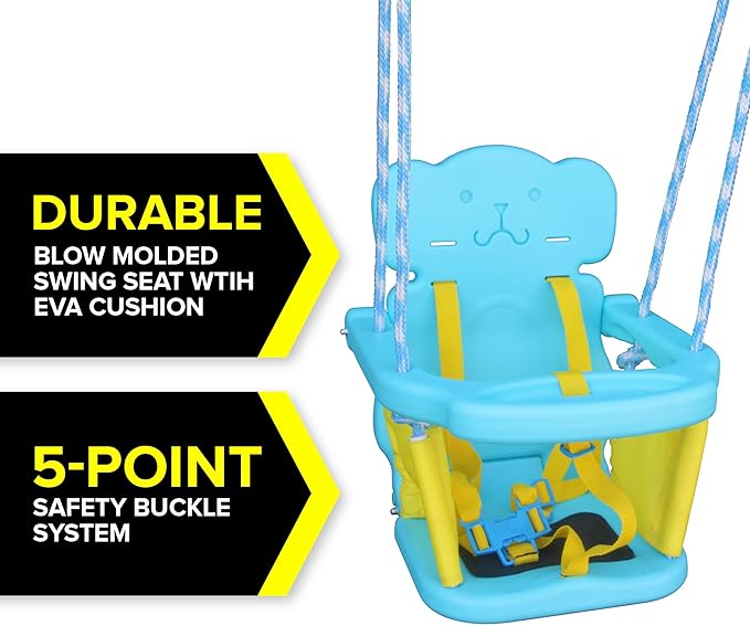 Sportspower FNS-004 My 1st Toddler Swing - Heavy-Duty Baby Indoor/Outdoor Swing Set with Safety Harness, Puppy Version, 58" L x 58" W x 47" H