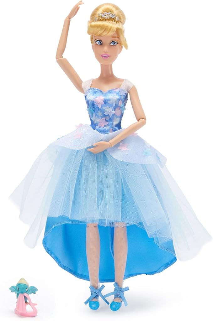Disney Store Official Princess Ballet Doll - 11 Inch Cinderella Ballerina Doll - Includes Molded Hair Clips, 2 Tutu Outfits, Accessories and Bluebird Figure - Disney Princess Toys for Girls