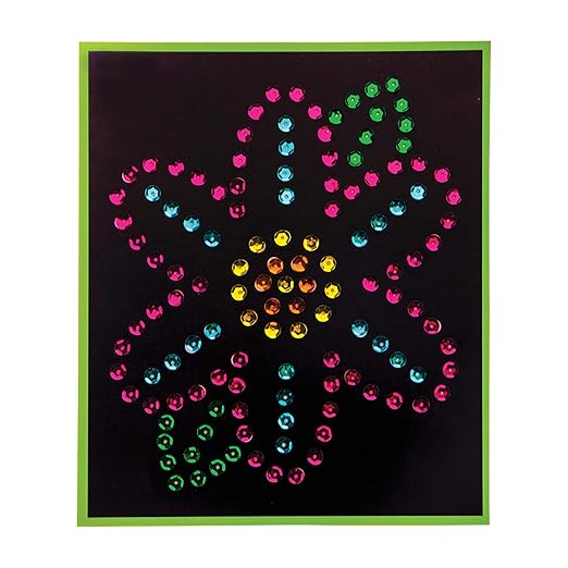 Baker Ross AT386 Flower Sequin Craft Pictures - Pack of 5, for Children to Decorate and Personalise Arts Projects, Ideal Groups, Home Crafting, Class Room Activities