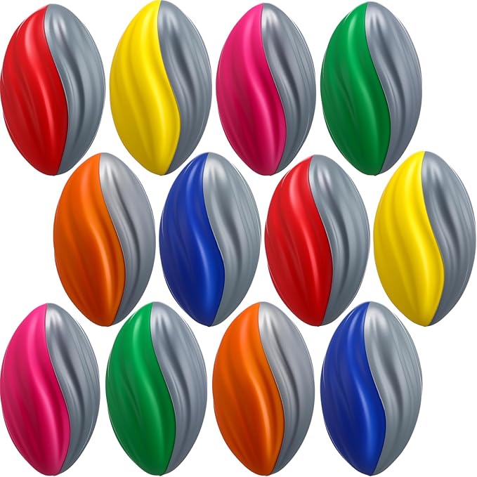Jerify 12 Pcs Mini Footballs for Kids Spiral Foam Football Bulk 5 Inch Soft Small Waterproof Foam Ball Sports Birthday Toddler Football for Indoor and Outdoor Game (Classic Colors)