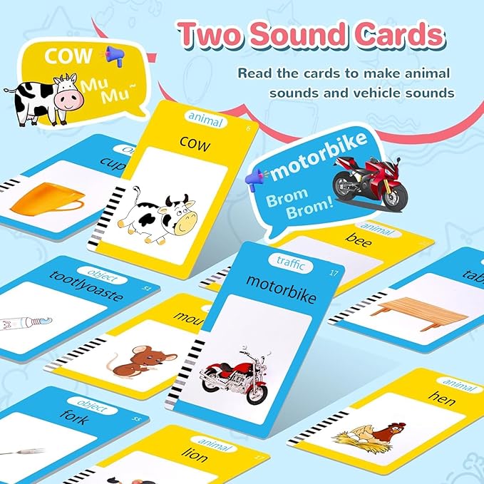 Talking Flash Cards for Toddlers, Learning Montessori Toys with 510 Sight Words, Pocket Speech for Toddlers Therapy Toys, Children's Sensory Preschool Learning Educational Birthday