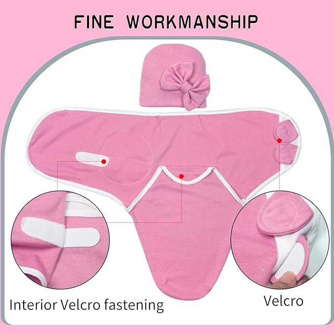 Reborn Baby Doll Clothes 22 inch Girl Outfit for 17''-22'' Baby Doll Newborn Girl Pink Swaddle Hat (Pink)
