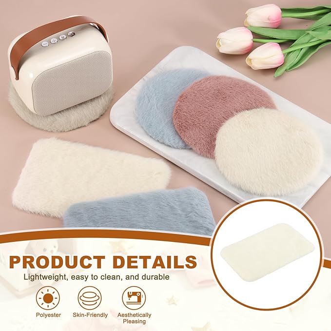 uxcell 3Pcs Dollhouse Miniature Carpet, 1:12 Fluffy Doll House Rugs Prop Small House Accessories for Doll House Furniture Decor Play, Beige Oval