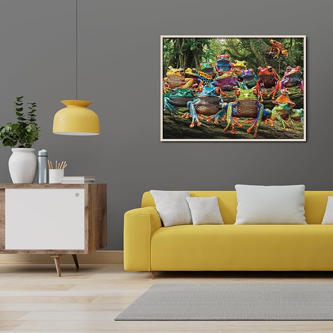 Colorful Frog Puzzle 1000 Piece for Adults, Rainbow Frogs Jigsaw Puzzle Nature, Forest Animal Scenic Puzzles