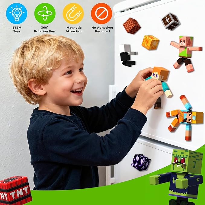 20Pcs Magnetic Action Figures Playset - Magnetic Building Blocks, Magnet Cubes and Rotatable Figures Character Toys for Kids,Easter Birthday Gift for 6+ Year Old Boys Girls (Patent Pending)