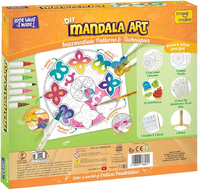 Imagimake Mandala Art Kit | 12 Exciting Kids Activities | Arts and Crafts for Kids Ages 8-12 | Painting Kit for Adults | Easter Crafts | Birthday Gifts for Girls 8,9,10,11,1 2,13,14,15,16 Years Old