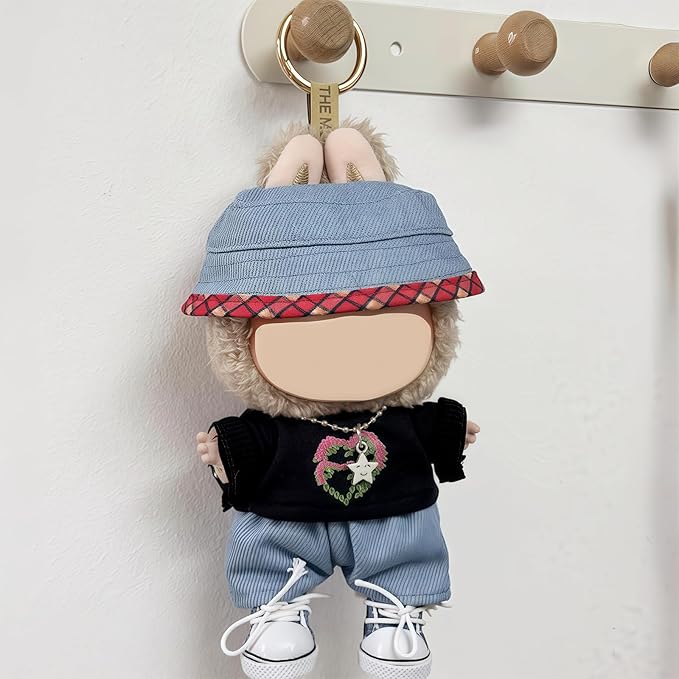5 Set 17cm Doll Clothes, Clothes for Dolls Outfit, Accessories for 17cm Dolls Clothes Sweater + Hat + Jeans + Necklace + Shoes,, No Doll Included (Cowboy Set)