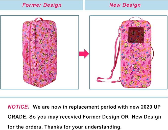 ZITA ELEMENT Doll Travel Carrier Case - Crossbody Shoulder Bag for 18 Inch Doll Accessories with Multi-Pocket, Storage Closet Wardrobe Makeovers