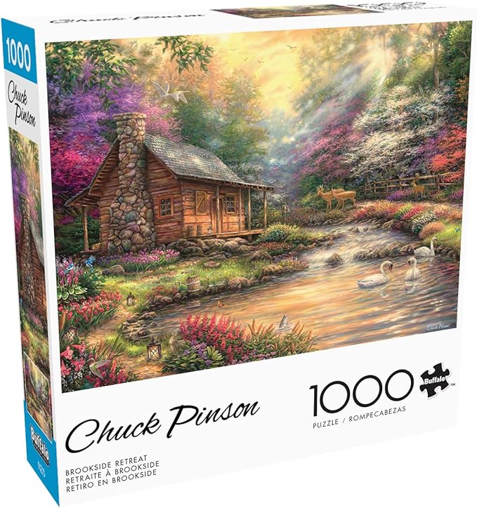 Buffalo Games Jigsaw Puzzles for Adults 1000 Pieces - Chuck Pinson - Brookside Retreat - Hard Adult Puzzle with Reference Poster, Fun, Unique & Challenging for All Abilities, Large 26.75 x 19.75